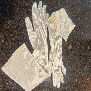 Elegant Cream Satin Gloves